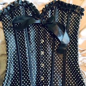 Polka dot lace bow corset